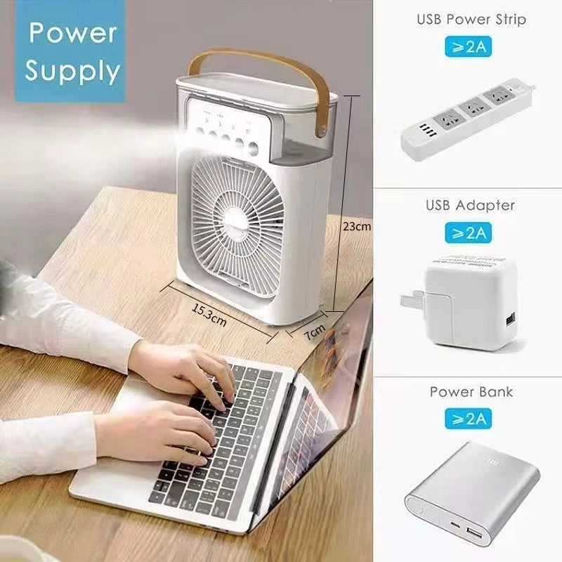 New 3 In 1 Fan AIr Conditioner Household Mini Air Cooler LED Night